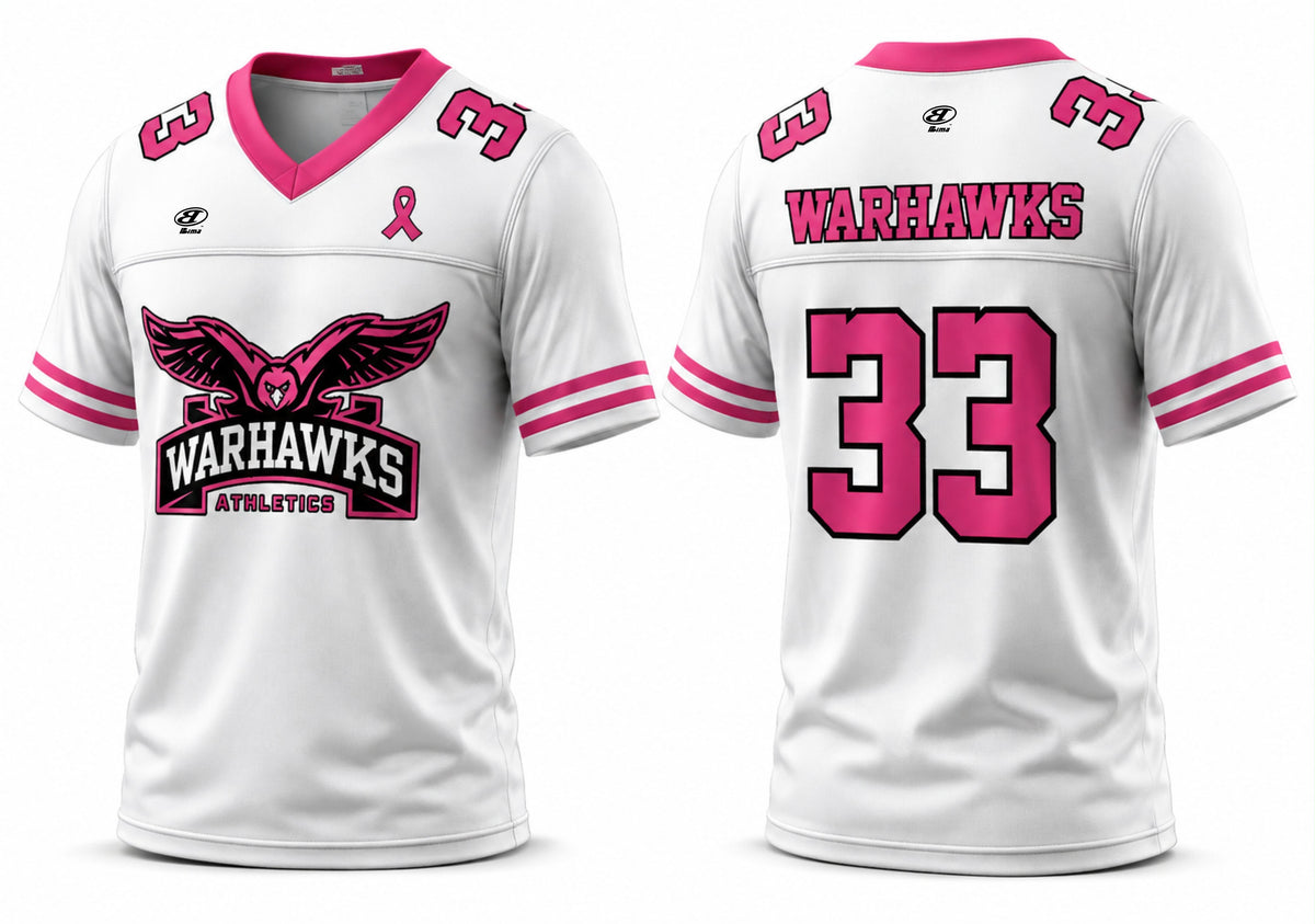Warhawks Athletics Breast Cancer Awareness Jersey - White/Pink by BIMA Sports