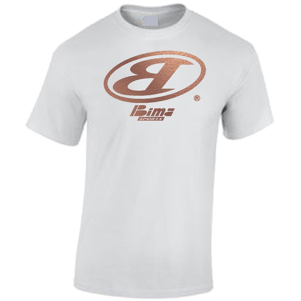 Bima Rose Gold Metallix Classix Logo White Tee