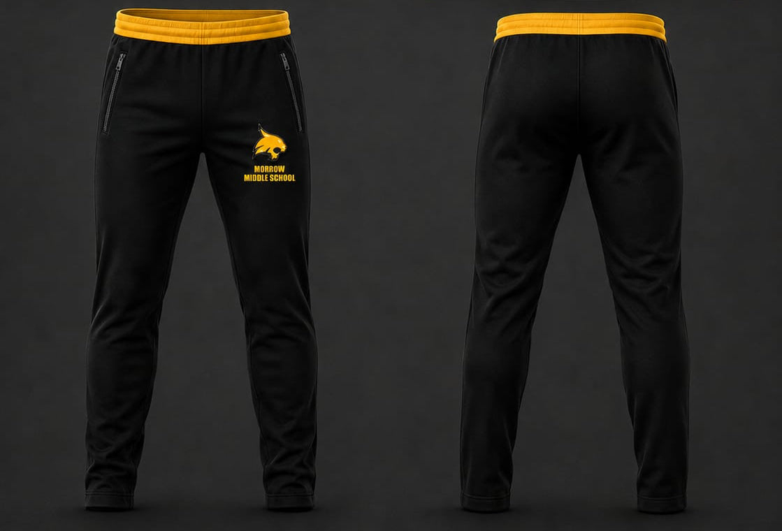 Morrow Middle School Bobcats Warmup Pants (Black/Gold)